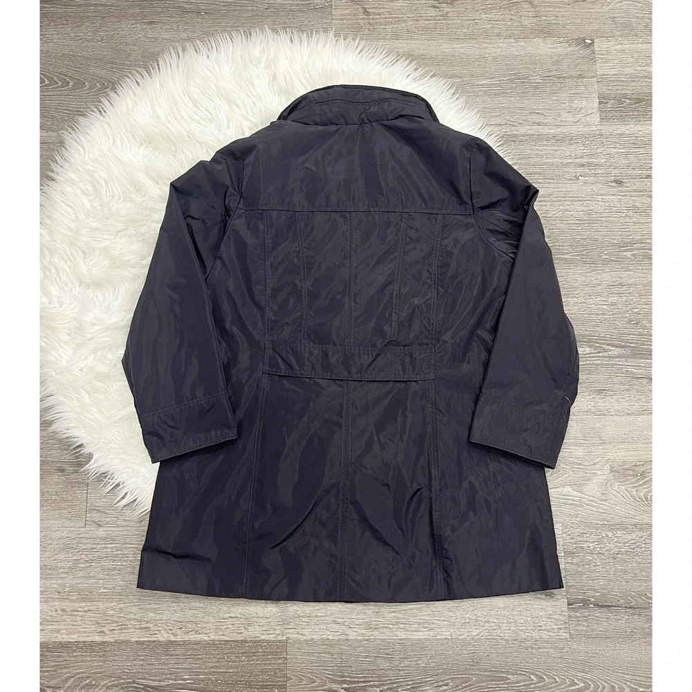 Ellen Tracy Packable Amathyst Trench‎ Rain Coat Size 1X With Hideaway Hood